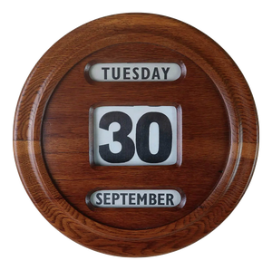 Large Antique Round Oak Perpetual Wall Calendar, 1910