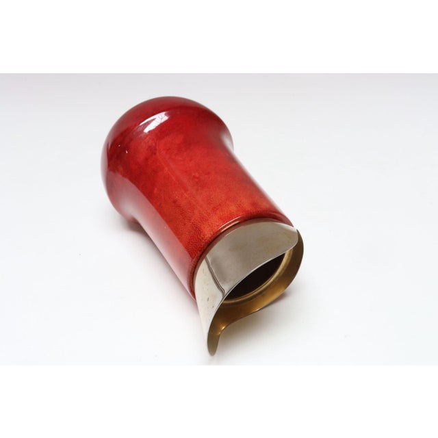 1950s Italian Modernist Pitcher in Brass and Dyed Red Goatskin by Aldo Tura For Sale - Image 18 of 18