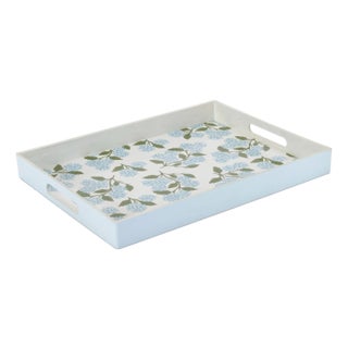 Blue Hydrangea Floral Tray 15.5"L For Sale