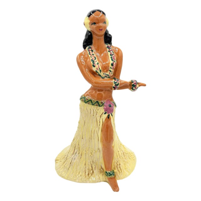 Rare Mid 20th Century Hawaiian Dancing Hula Ceramic Girl Vase Signed by Yona Lippin For Sale