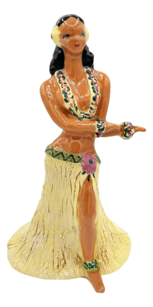 Rare Mid 20th Century Hawaiian Dancing Hula Ceramic Girl Vase Signed by Yona Lippin