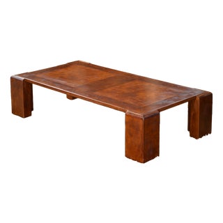 Vintage Coffee Table in Leather, 1950s For Sale