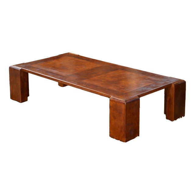 Vintage Coffee Table in Leather, 1950s For Sale