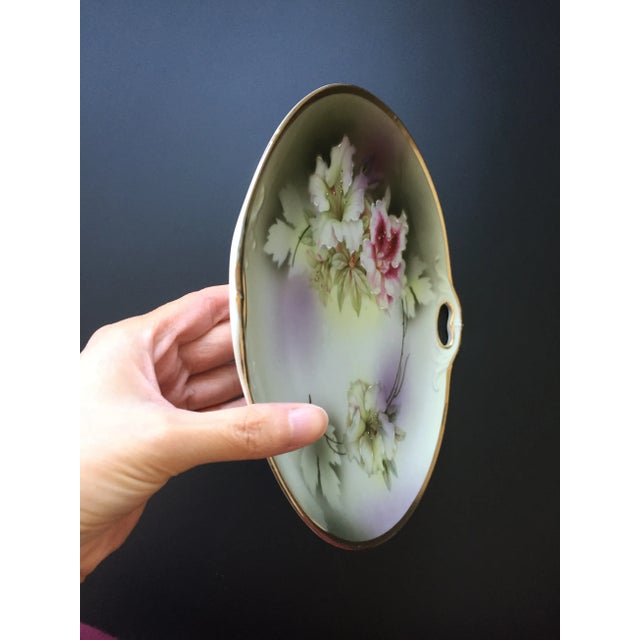 Art Nouveau Vintage German Porcelain Oriental Lily Cookie Cake Serving Plate For Sale - Image 3 of 13
