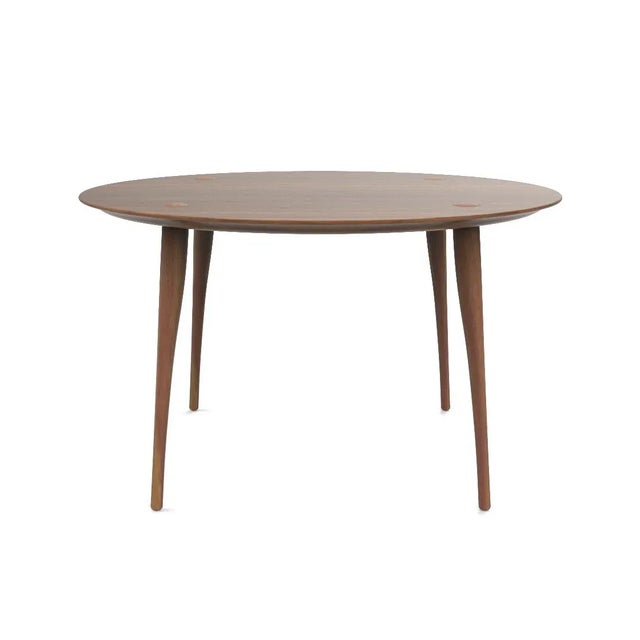 Contemporary Lewes Round 130 Walnut Dining Table by Sjoerd Vroonland for Revised For Sale - Image 3 of 3