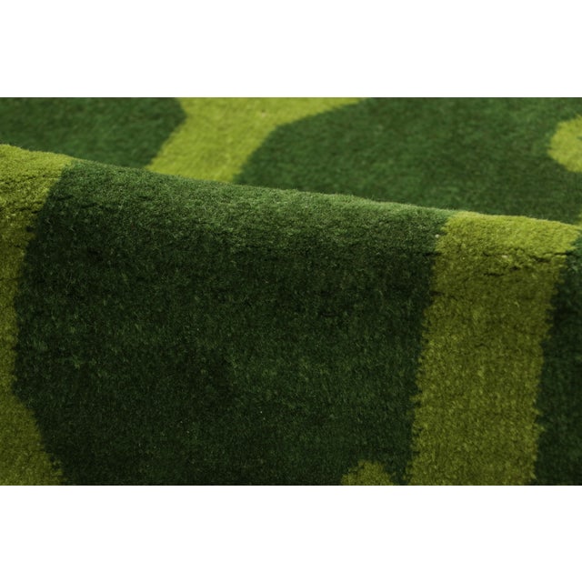 Textile Vintage Zeki Müren Rug in Forest Green With Geometric Pattern - Rug & Kilim For Sale - Image 7 of 8