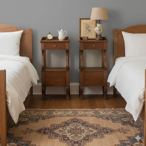 Pair of walnut bedside tables. Drawer in the lower section, with a small balustrade, open compartment above a central...