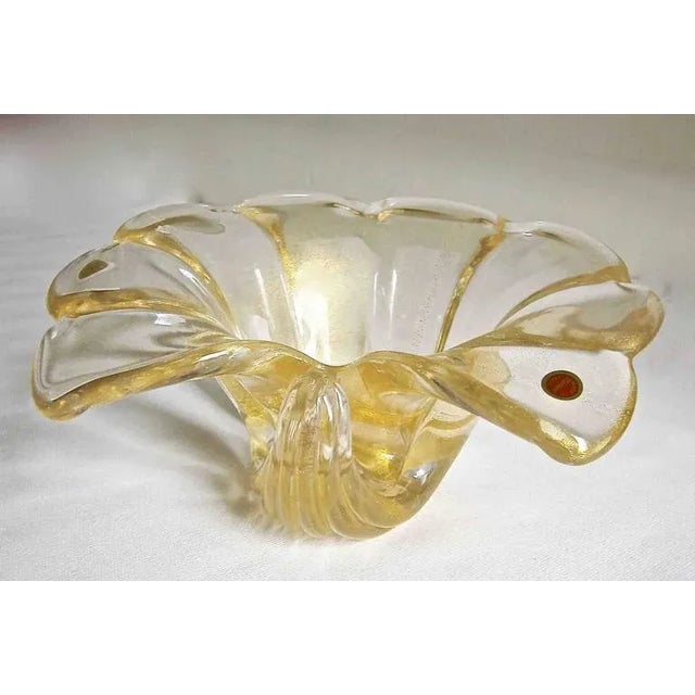 Gold 1970's Large Barovier Murano Gold Shell Centerpiece Bowl For Sale - Image 8 of 11