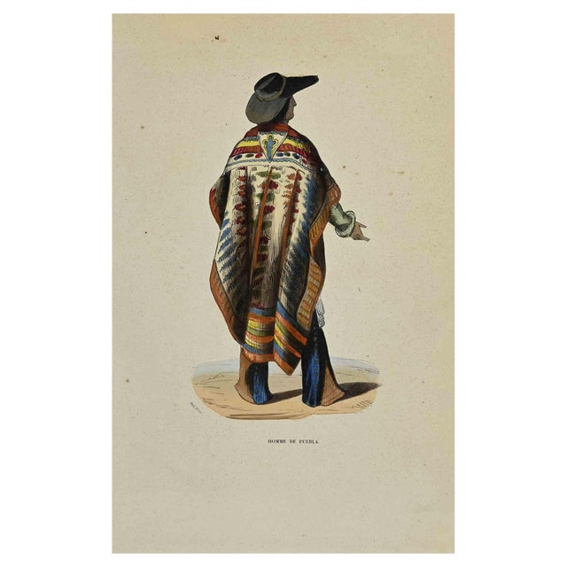 Auguste Wahlen, Homme de Puebla, Lithograph, 1844 For Sale