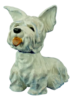 Art Nouveau Sculpture of a Fox Terrier Dog in Ceramic by Ida Meisinger for Goldscheider, Austria, Early 1900s