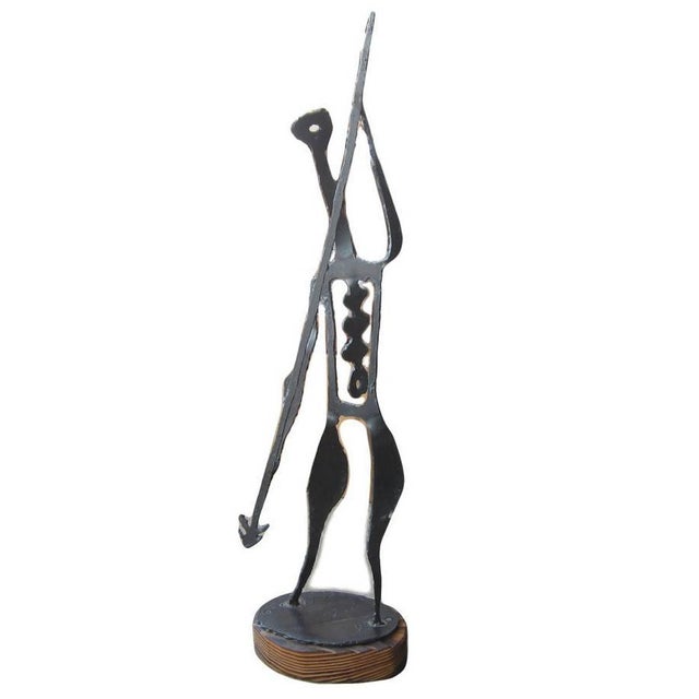 Black Mid-Century Brutalist Warrior Sculpture For Sale - Image 8 of 8