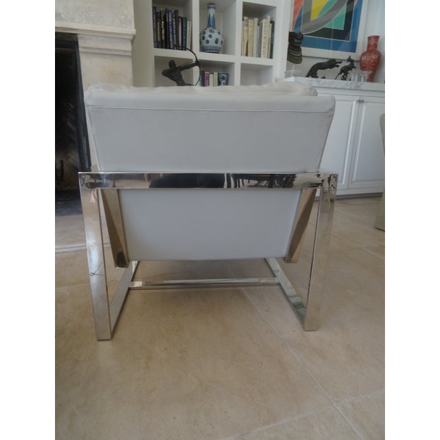 Modern Leather & Chrome Chairs From Italy a Pair For Sale In Los Angeles - Image 6 of 9