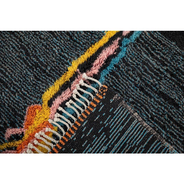 Contemporary Bold Contemporary Abstract Hand-Knotted Moroccan Wool Rug | 9'11 X 6'9" | One of a Kind For Sale - Image 3 of 8