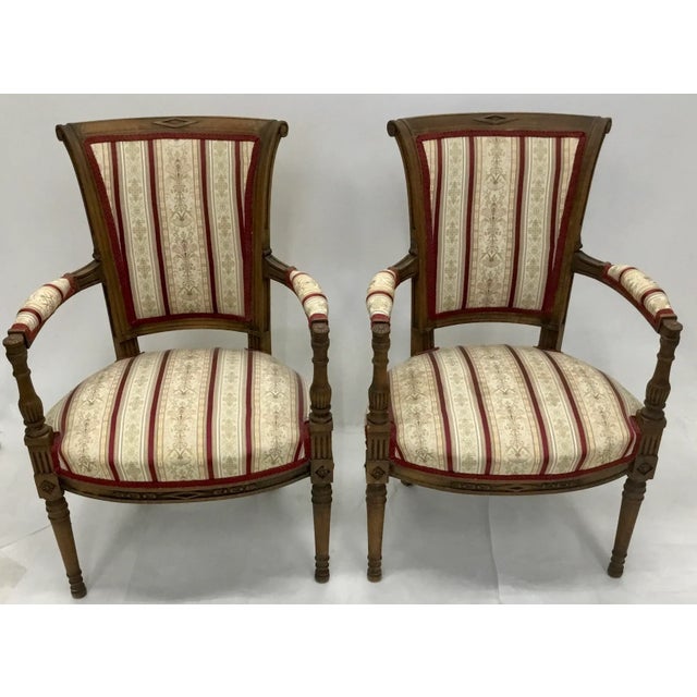 French Vintage French Directoire Fauteuil Armchairs - a Pair For Sale - Image 3 of 13