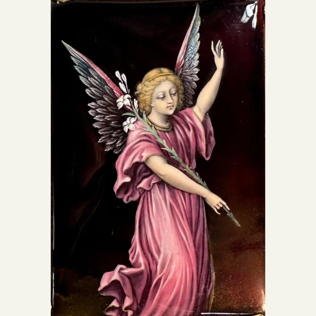 This enamel on copper made in Paris for AC McClurg and Co. Of Chicago is after the Limoges tradition of enameling which...