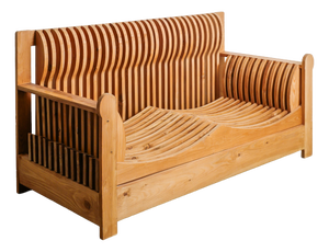 Acqua e Terra 2-Seater Sofa in Pine by Mario Ceroli for Poltranova, 1970s