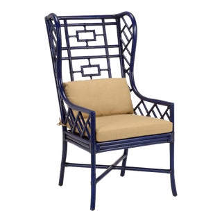 Gwyneth Wing Chair, Indigo For Sale