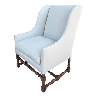 18th C Style Dennis & Leen Wingback Arm Chair W Nancy Corzine Upholstery - 1 of 2 For Sale