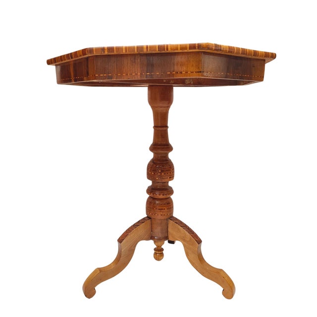 Antique Biedermeier Marquetry Chess Table, 1800s For Sale - Image 4 of 10