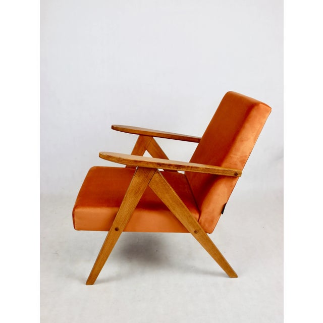 Model B-310 Armchair in Orange Light Velvet, 1970s For Sale - Image 9 of 11