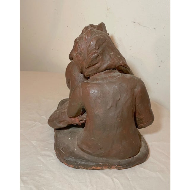 Large Antique Handmade Terracotta Jewish Judaica Man Lady Pottery Sculpture For Sale In New York - Image 6 of 14