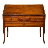 Image of Antique French Louis XV Provincial Figured Walnut Drop-Front Desk, Secretary With Secret Compartment For Sale