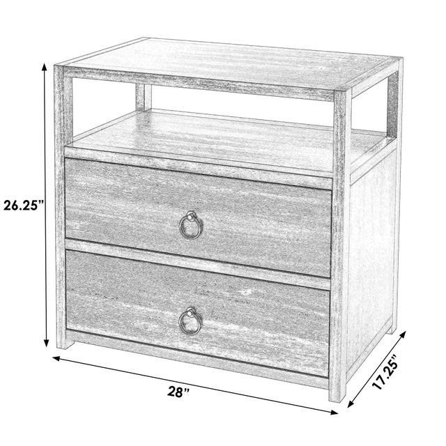 Spritely Home Accent Furniture Lark 28 in. W Rectangular Wood 2 Drawer Wide Nightstand with Open Shelf, Washed Black For Sale - Image 4 of 11