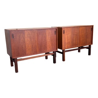 Vintage Danish Teak Sideboard with Sliding Doors, 1960s For Sale