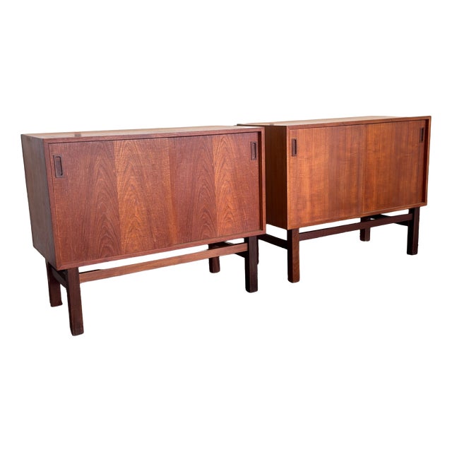 Vintage Danish Teak Sideboard with Sliding Doors, 1960s For Sale