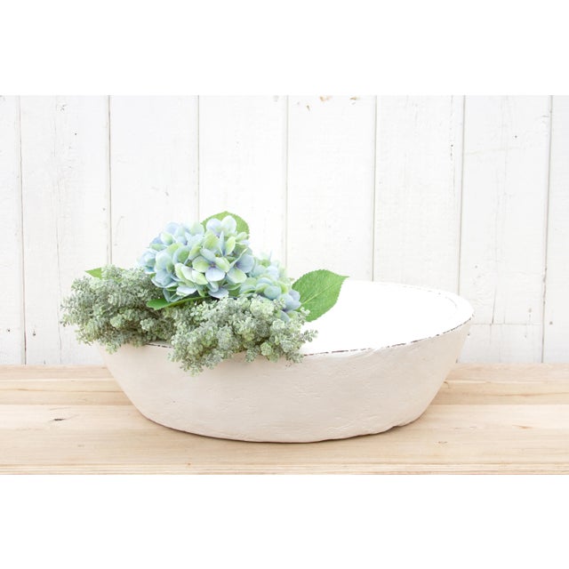 This farmhouse wooden bowl was originally a kitchen artifact used for kneading dough. This antique rustic bowl is chunky,...