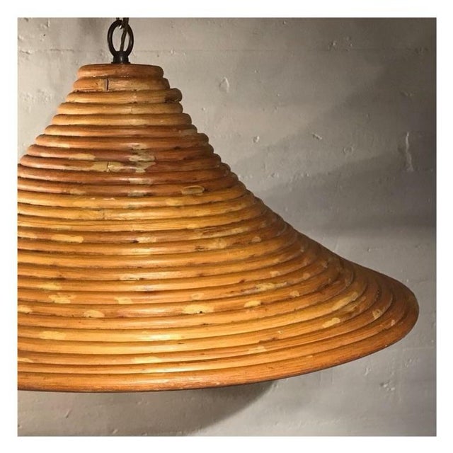 Contemporary Vintage Beehive Rattan Hanging Pendant For Sale - Image 3 of 4