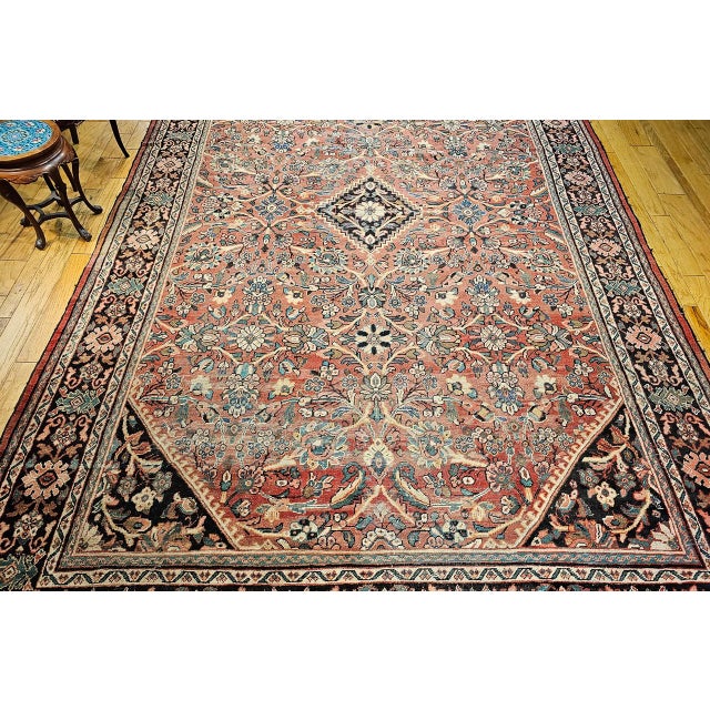 Vintage Oversized Persian Mahal-Sultanabad Rug, Hand-Knotted Wool, Floral Pattern, Red & Navy, 11x17 For Sale - Image 11 of 16