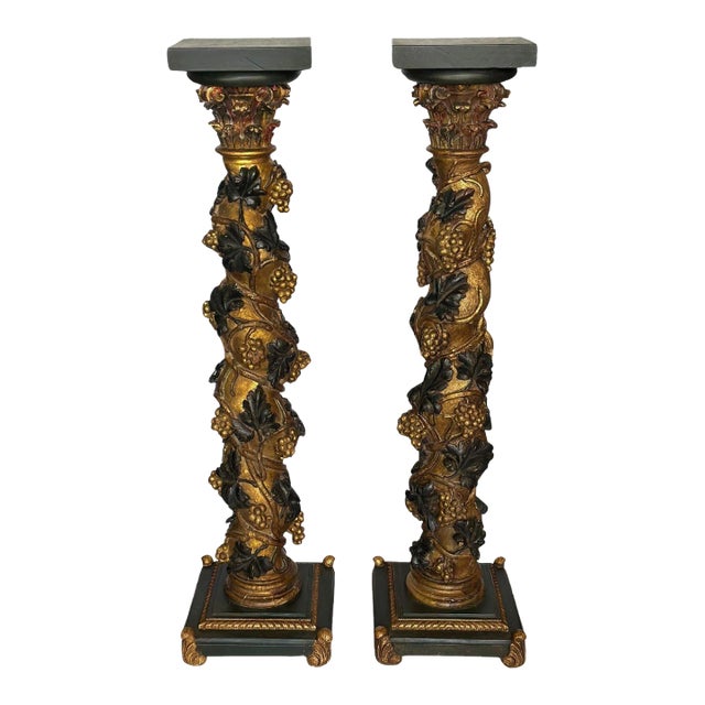 18th Century Spanish Architectural Solomonic Pedestals - a Pair For Sale
