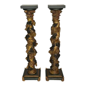 18th Century Spanish Architectural Solomonic Pedestals - a Pair