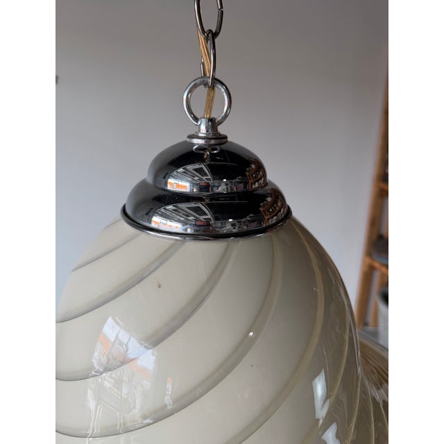1970’s Italian Murano Glass Swirl Pendant Lamp Attributed to Venini For Sale - Image 11 of 12