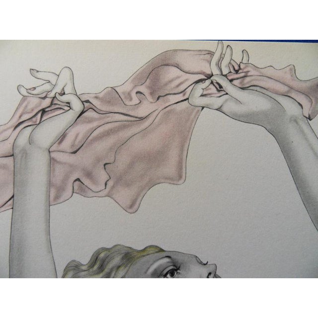 Leonard Tsuguraru Foujita, Dancer with a Pink Scarf, Lithograph For Sale - Image 4 of 6