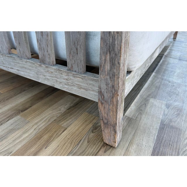 Gray Henry Hall Serene Collection Outdoor Teak Daybed Sofa With Woven Waprolace Back | Premium Patio Lounge For Sale - Image 8 of 18