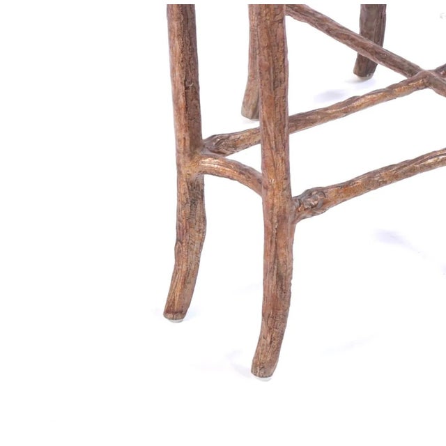 Metal Cast and Hand Painted Aluminum Faux Bois Side Table For Sale - Image 7 of 8