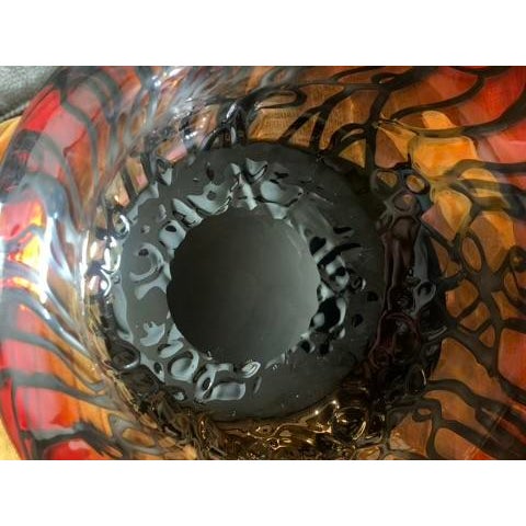 1990s Signed Correia Studio Art Glass Iridescent Centerpiece Bowl For Sale - Image 4 of 5