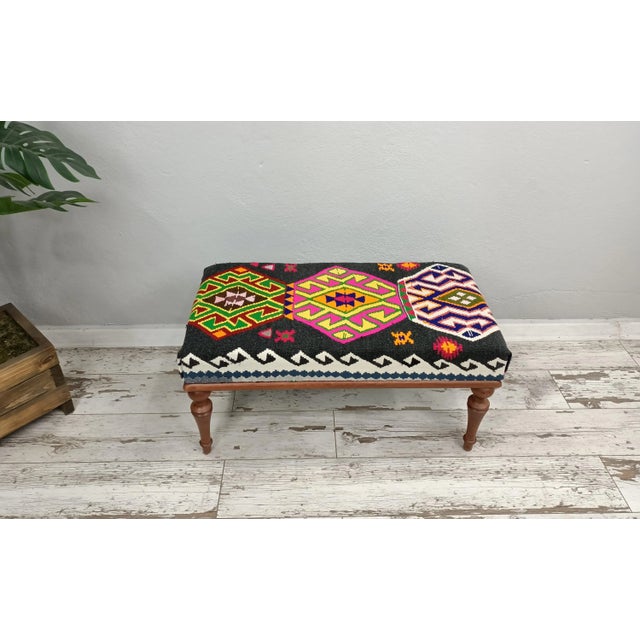 Handmade Regency Kilim Upholstered Bench For Sale - Image 10 of 10