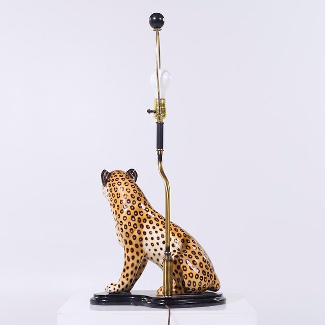 Mid 20th Century Mid Century Italian Ceramic Leopard Lamp For Sale - Image 5 of 10