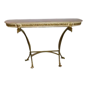 Mid 18th Century Antique French Louis XVI Style Bronze Dore Marble Top Console Table with Eagle Heads & Claw Feet
