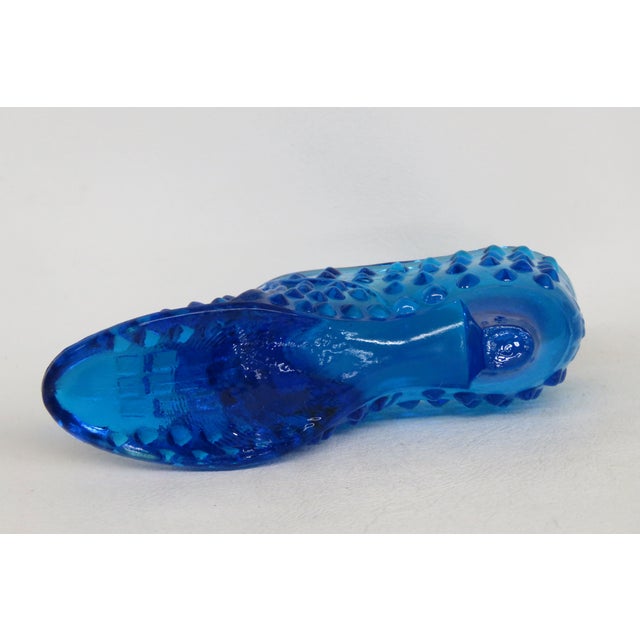 Fenton Blue Hobnail Cat Head Victorian Glass Slipper Shoe Figurine 4686b For Sale - Image 14 of 14