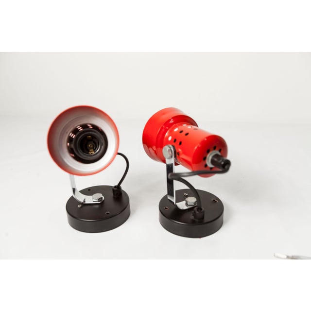 Vintage Red and Black Wall Lights, 1960s, Set of 2 For Sale - Image 3 of 18