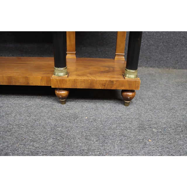 John Widdicomb Neoclassical Marble-Top Console Table With Ebonized Columns For Sale - Image 13 of 14