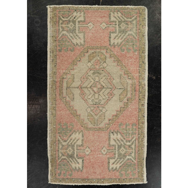 Pink Turkish Mini Rug Oriental Hand Knotted Vintage Rug 1'9" x 3'4" #21138 For Sale - Image 8 of 8