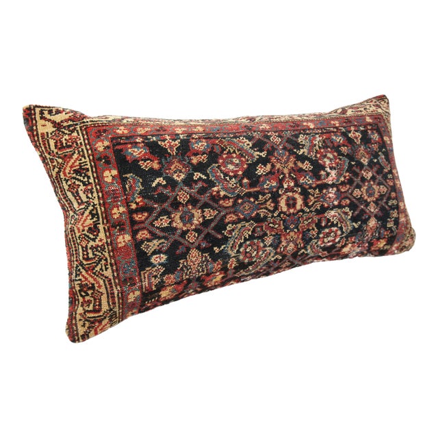 Oriental Antique Handwoven Lumpar Rug Pillow Cover -16'' X 32'' For Sale