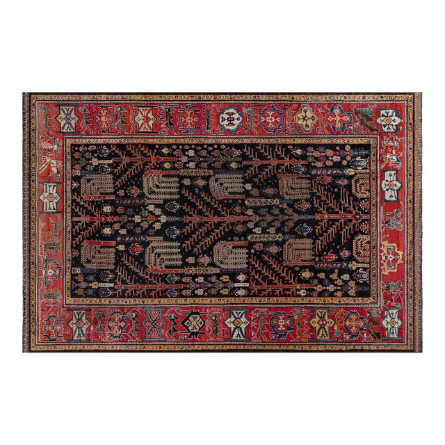 Authentic Persian Bakhtiari Red Handmade Wool Rug For Sale
