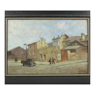 Street View in France, Oil on Canvas Painting by Renzo Gori For Sale