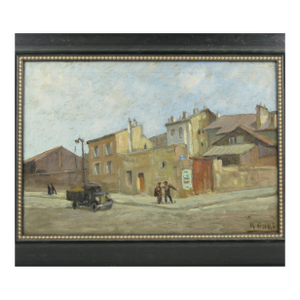 Street View in France, Oil on Canvas Painting by Renzo Gori